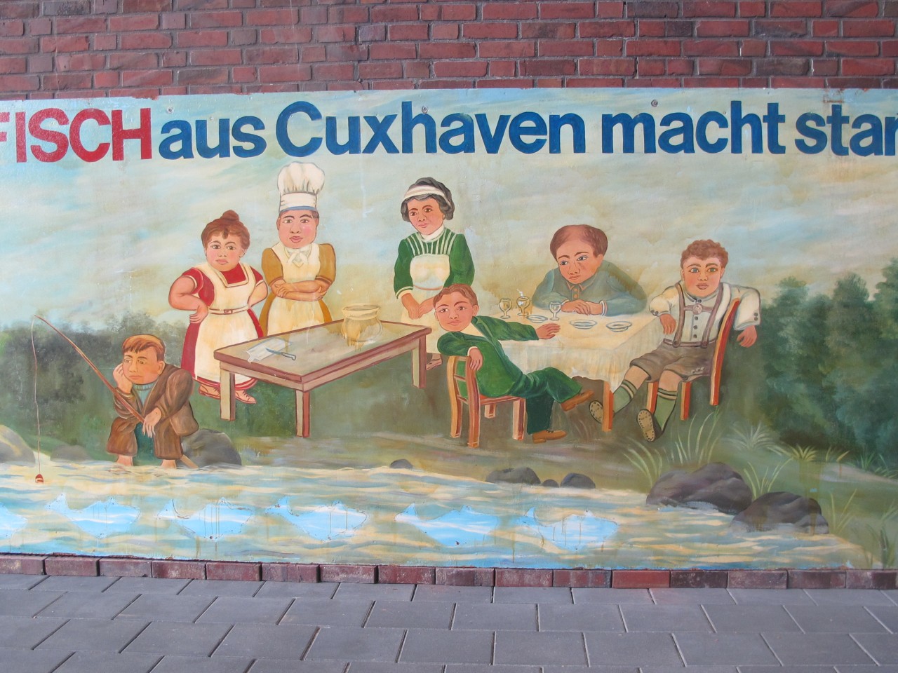 Werbetafel "Fisch aus Cuxhaven macht stark"
