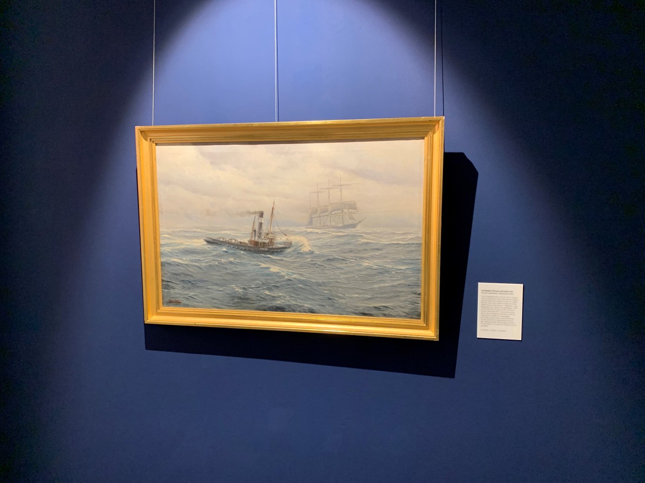 Schlepper Simson auf hoher See, Öl auf Leinwand, Johannes Holst